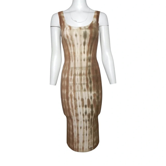 COTTON CITIZEN Tie Dye VERONA Midi Dress Beige Brown Ribbed Tank Size XS NWT - Picture 1 of 6